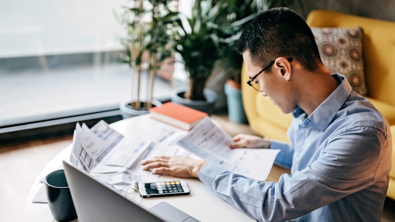 Person reading documents